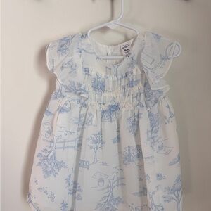 Carter's White and Blue Printed Dress